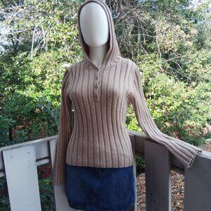 Y2K Old Navy Ribbed Pullover Henley Hoodie Sweater